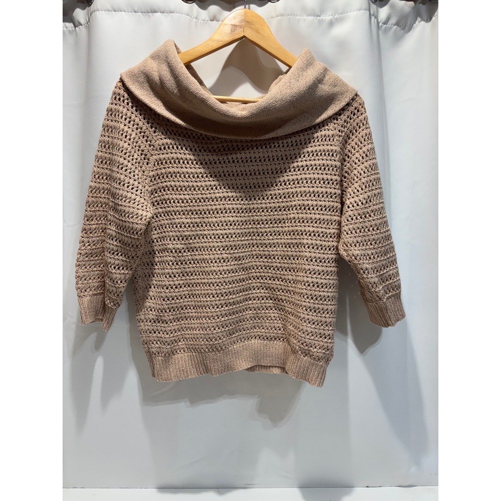 New York & Company Sweater Womens XS Pink Metallic Cowl Neck CN090061